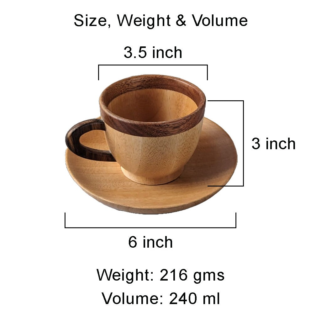 Wooden Tea Cup &amp; Saucer Set | Birthday Gift Set For Tea Lovers