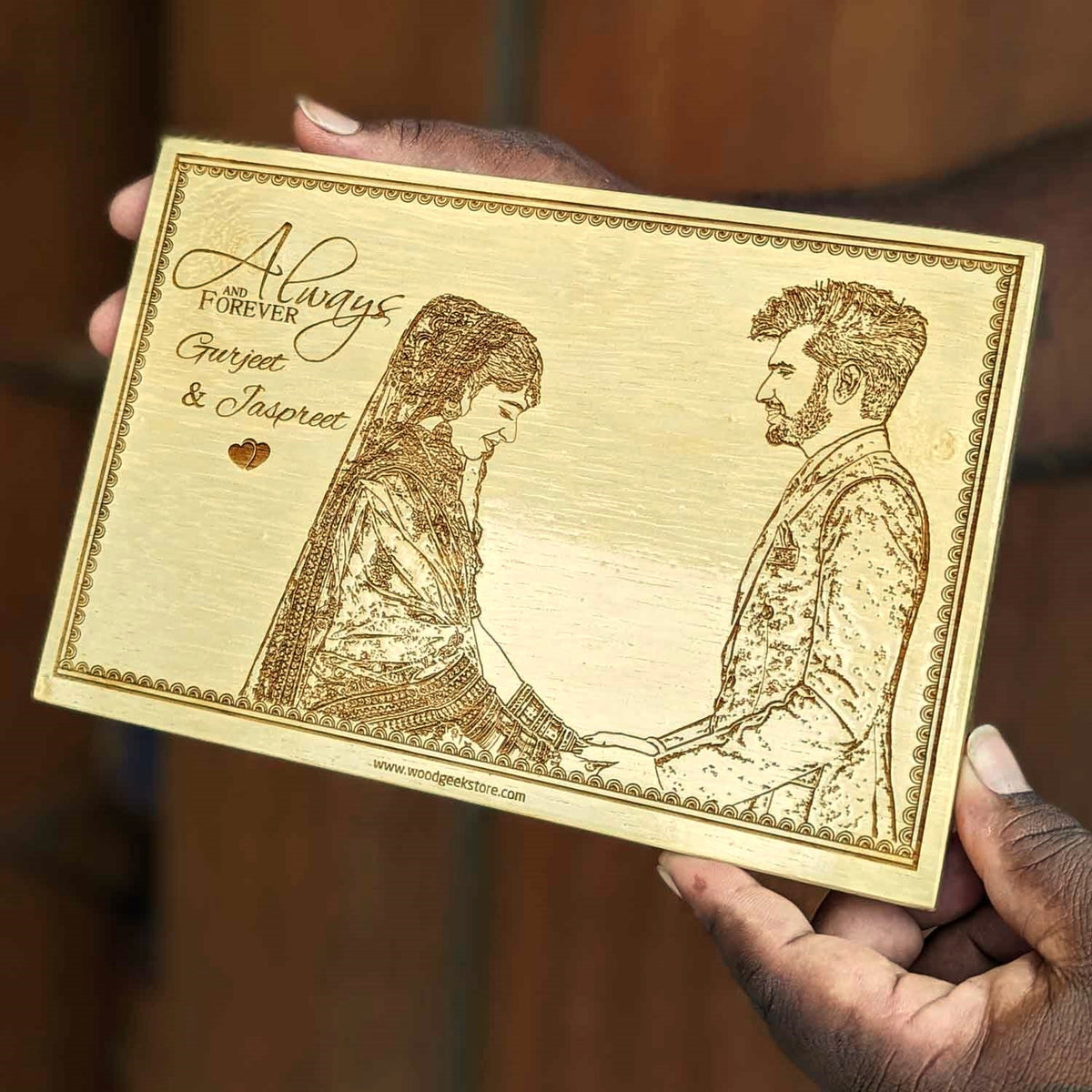 Always &amp; Forever – Engraved Wooden Frame | Personalized Love Gift