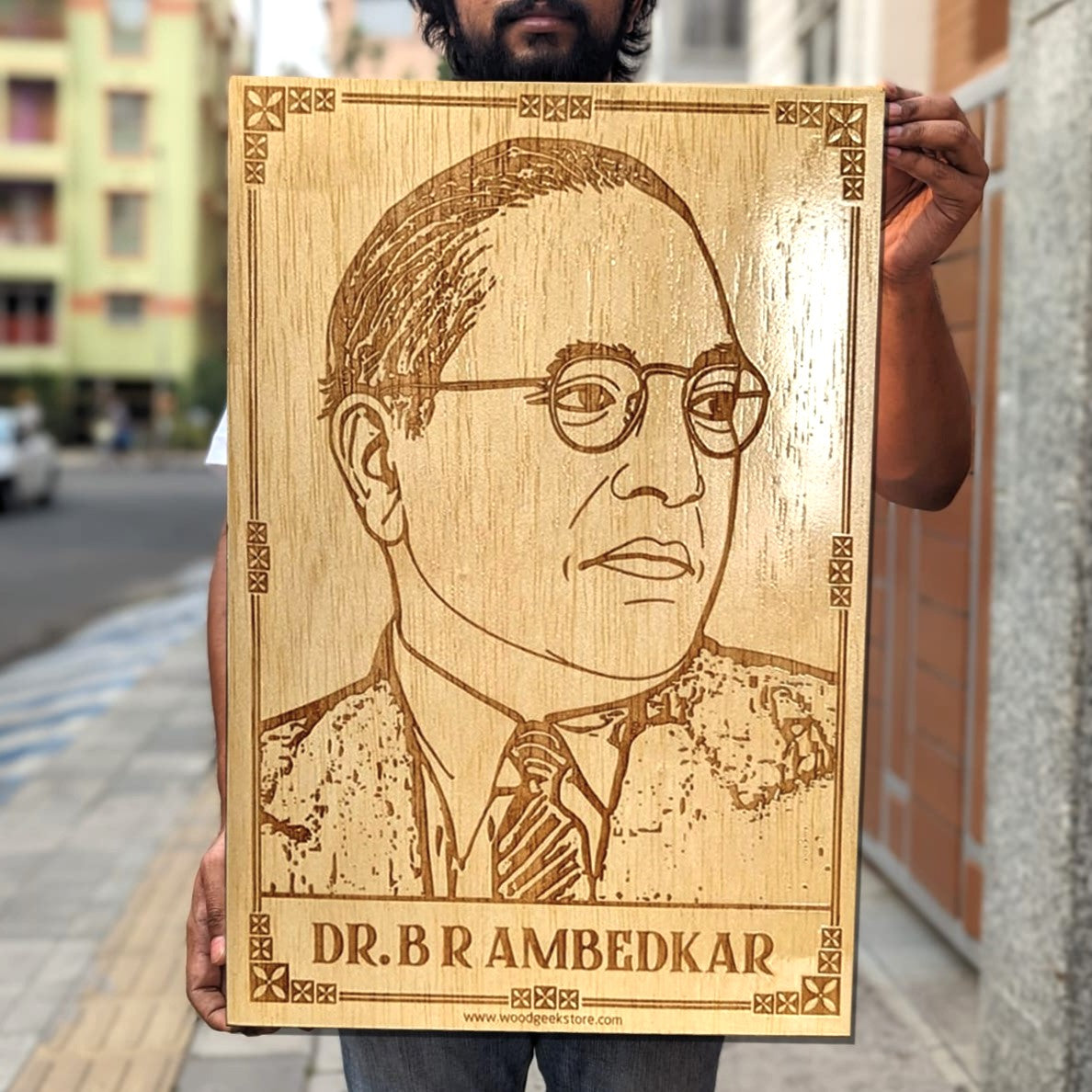 Dr. B. R Ambedkar Engraved Wood Plaque