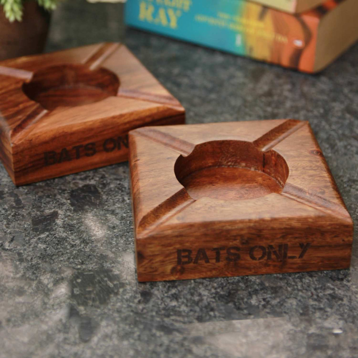 Premium Dark Wood Ashtray | Custom Engraved for Hotel &amp; Bars