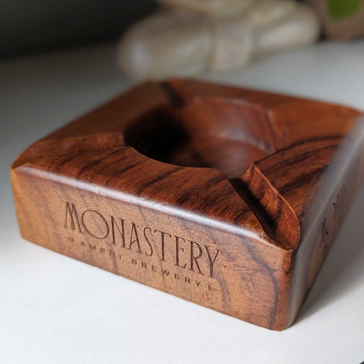 Premium Dark Wood Ashtray | Custom Engraved for Hotel &amp; Bars