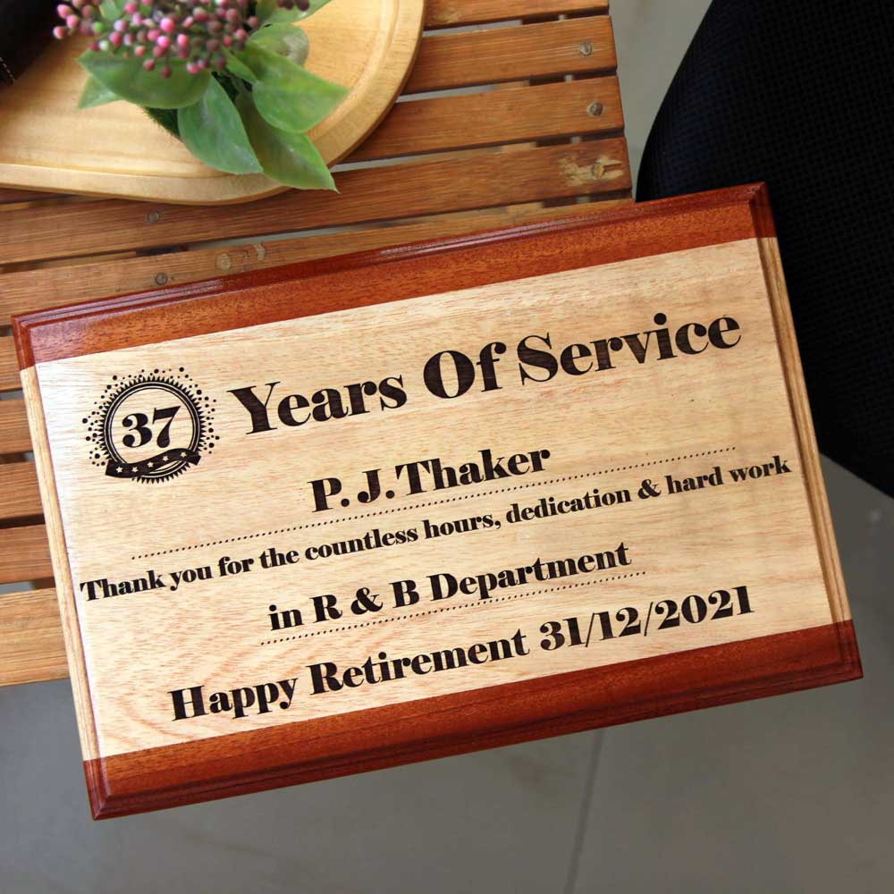 Work Anniversary Wooden Award Plaque