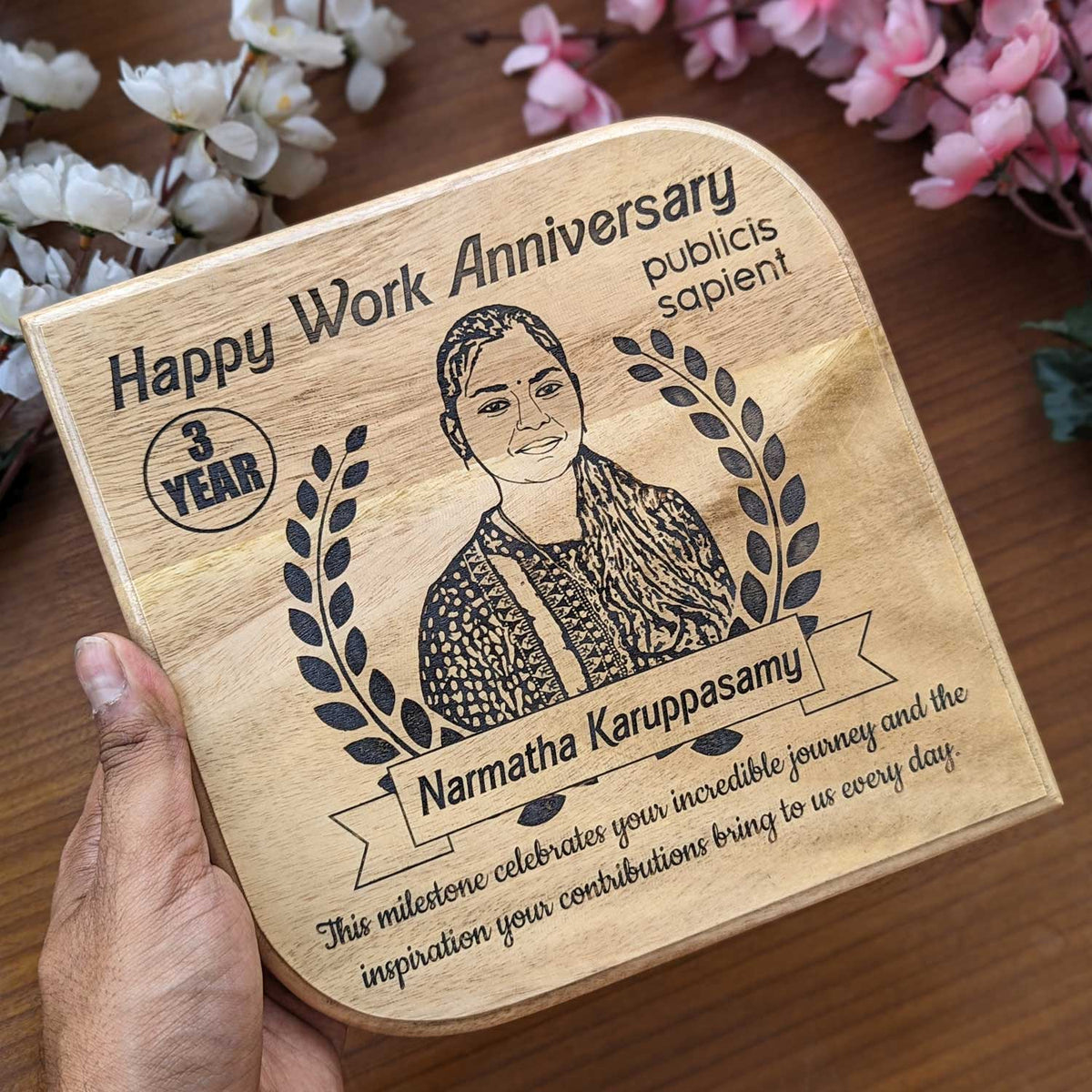 Engraved Work Anniversary Plaque | Personalized Employee Recognition Award