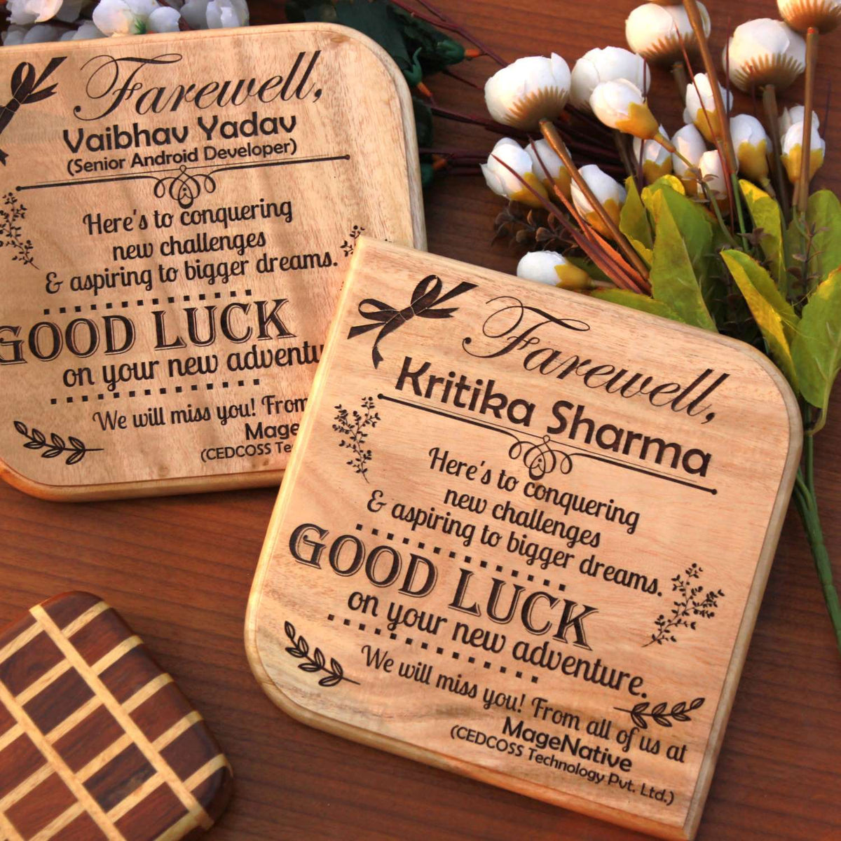 Farewell Wooden Award Plaque