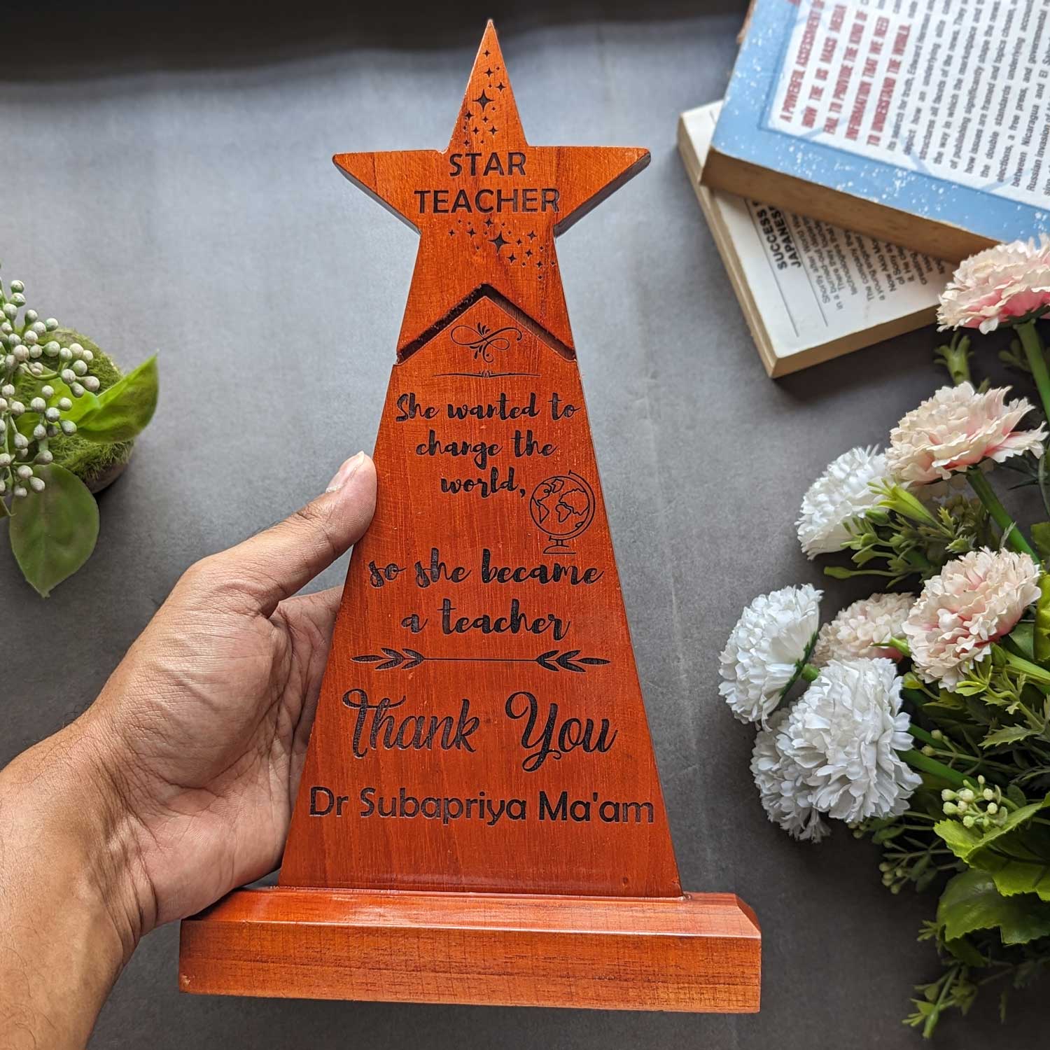 Star Teacher Wooden Trophy & Award