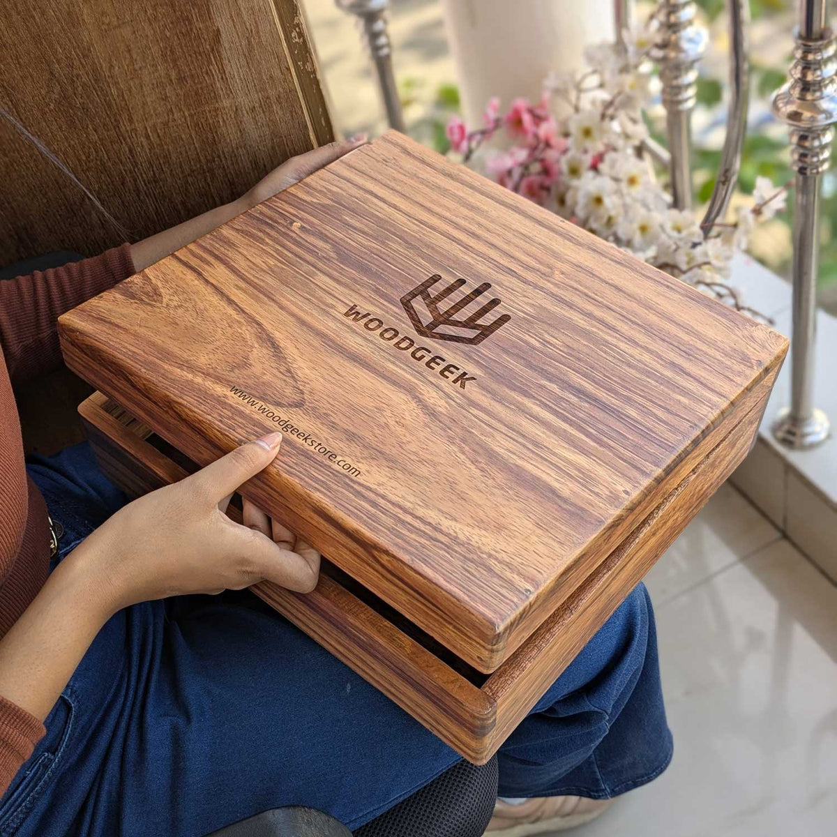 Premium Teak Wood Box With Custom Engraving | 14x14x4 inch