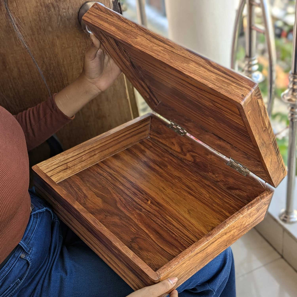 Premium Teak Wood Box With Custom Engraving | 14x14x4 inch