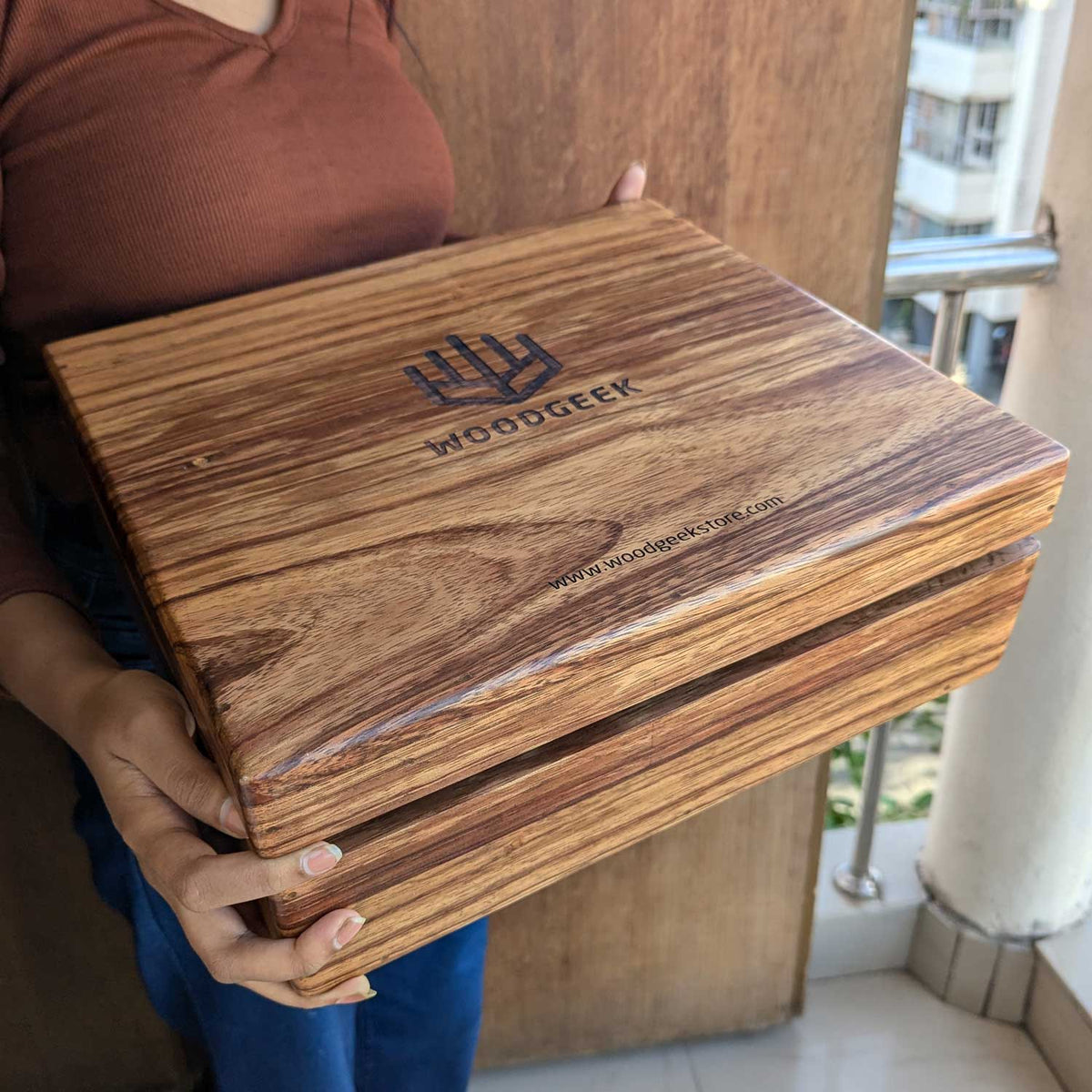 Premium Teak Wood Box With Custom Engraving | 14x14x4 inch