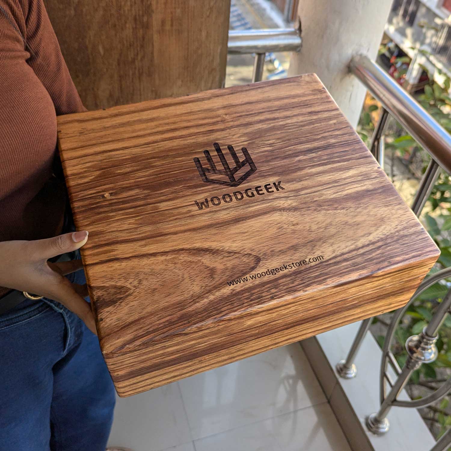 Premium Black Teak Engraved Wood Box With Custom Engraving - woodgeekstore