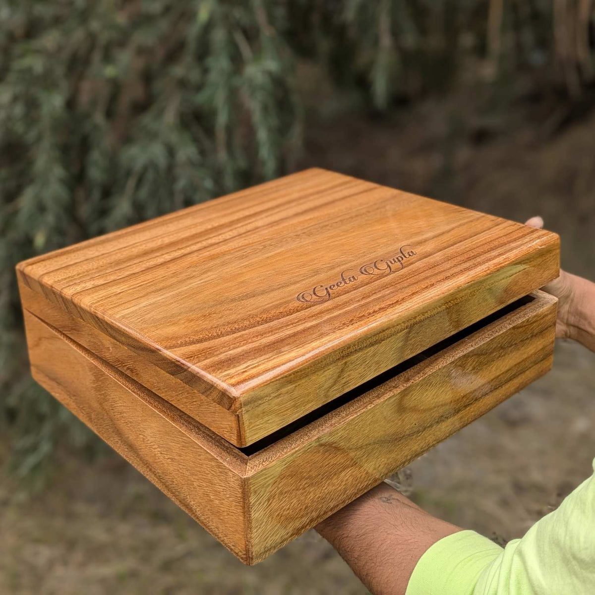 Premium Teak Wood Box With Custom Engraving | 14x14x4 inch
