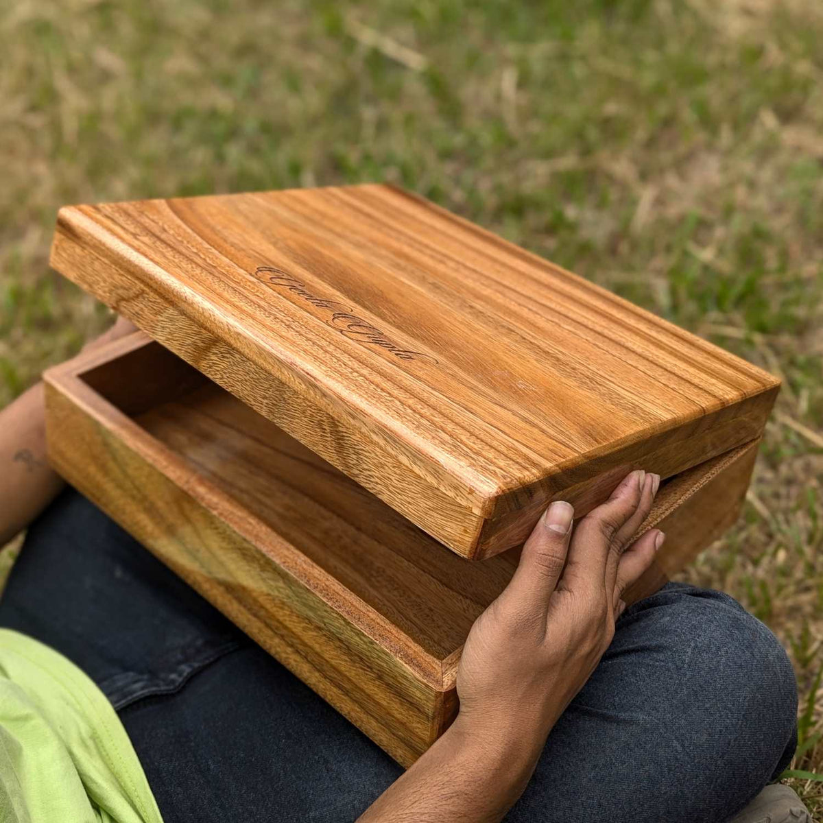 Premium Teak Wood Box With Custom Engraving | 14x14x4 inch