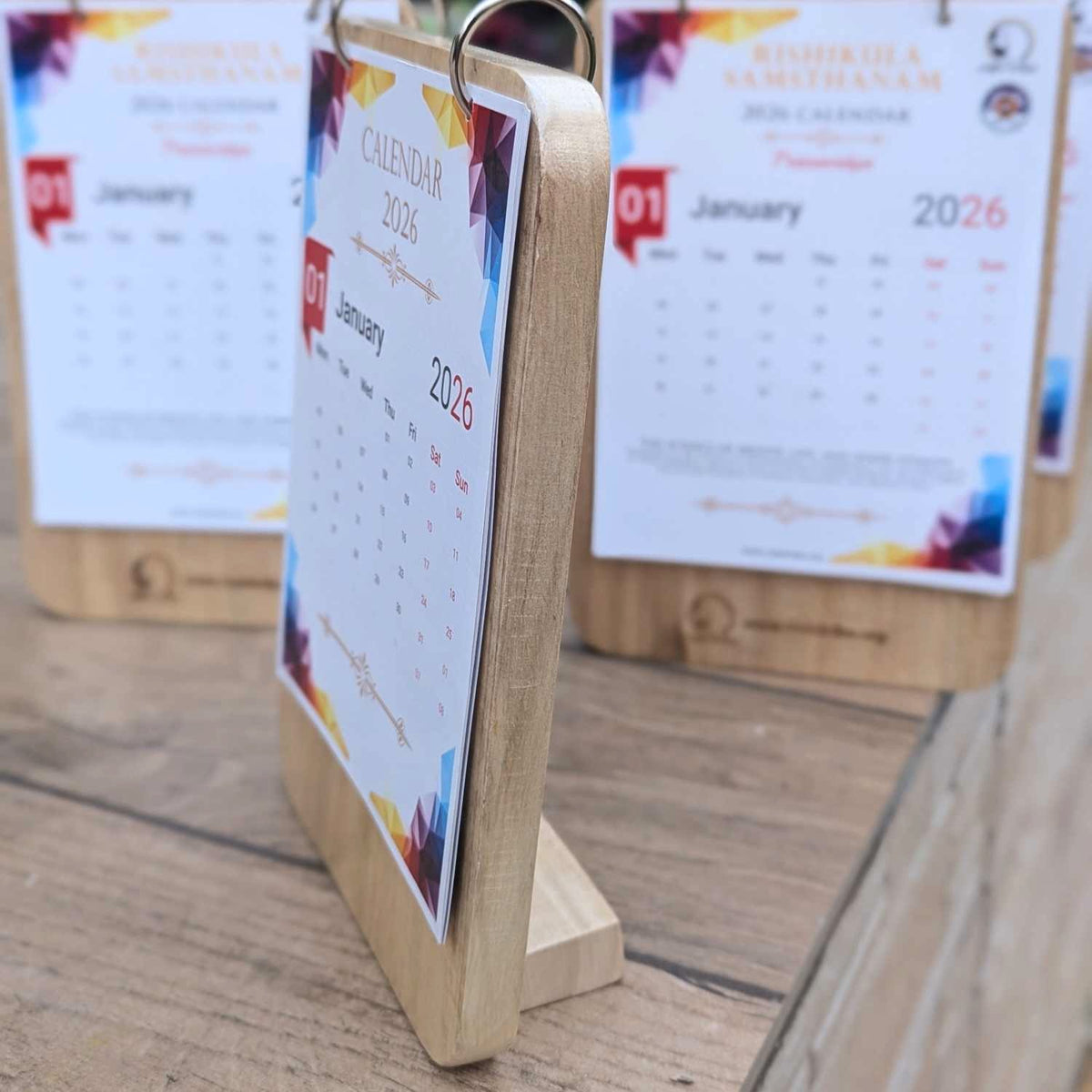 Custom Wooden Desk Calendar | Engraved Birch Wood Calendar for Office &amp; Corporate Gifting
