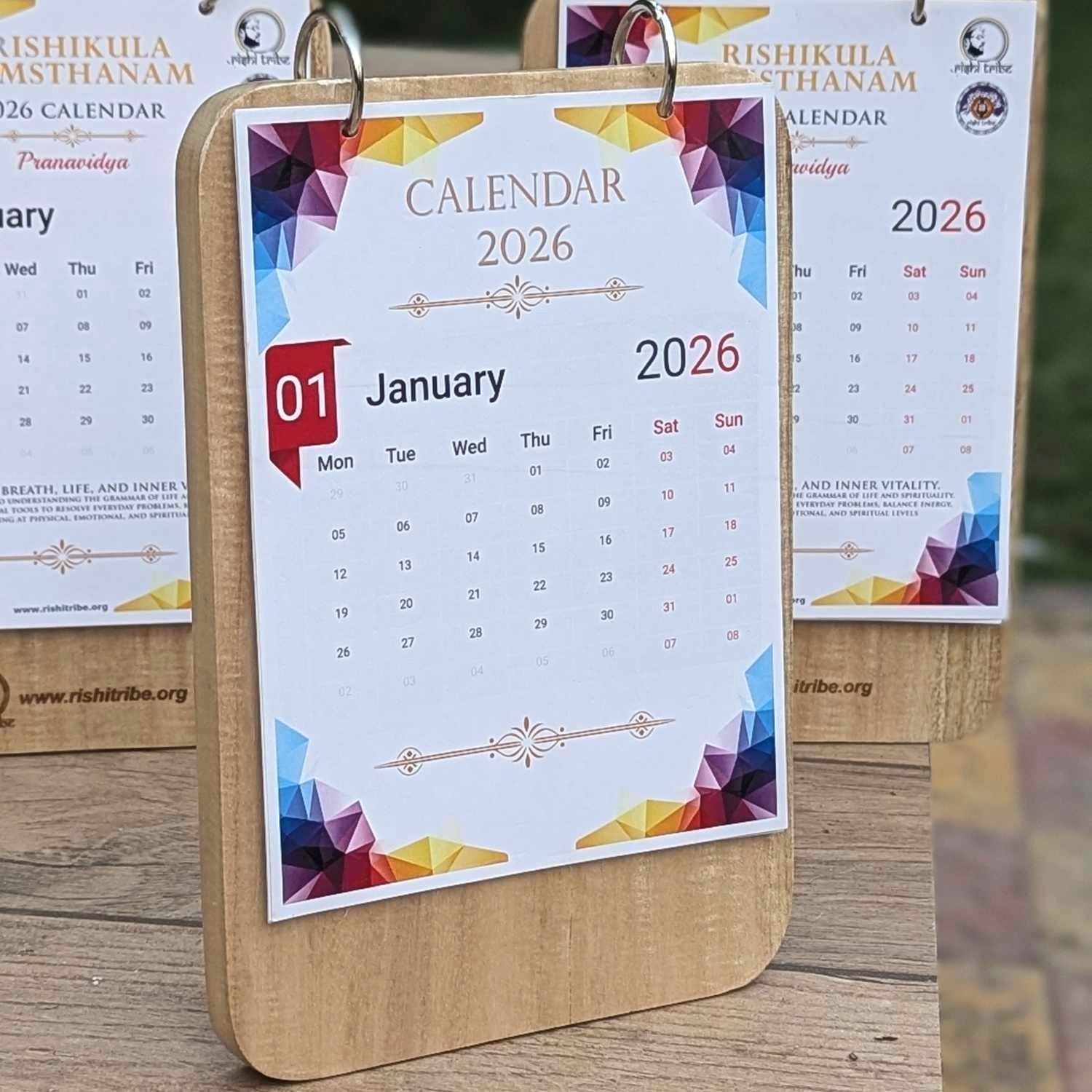 Custom Wooden Desk Calendar | Engraved Birch Wood Calendar for Office & Corporate Gifting