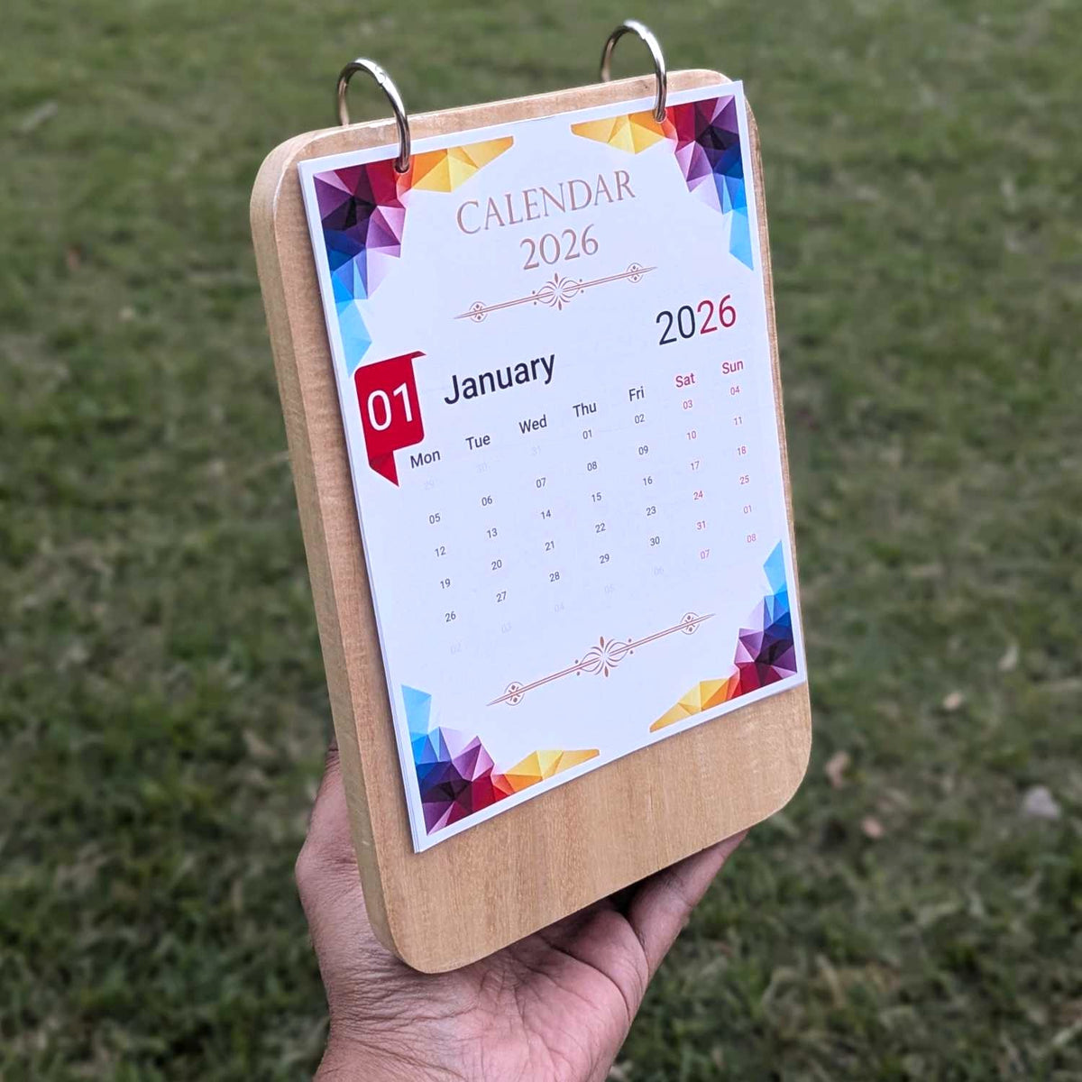 Custom Wooden Desk Calendar | Engraved Birch Wood Calendar for Office &amp; Corporate Gifting