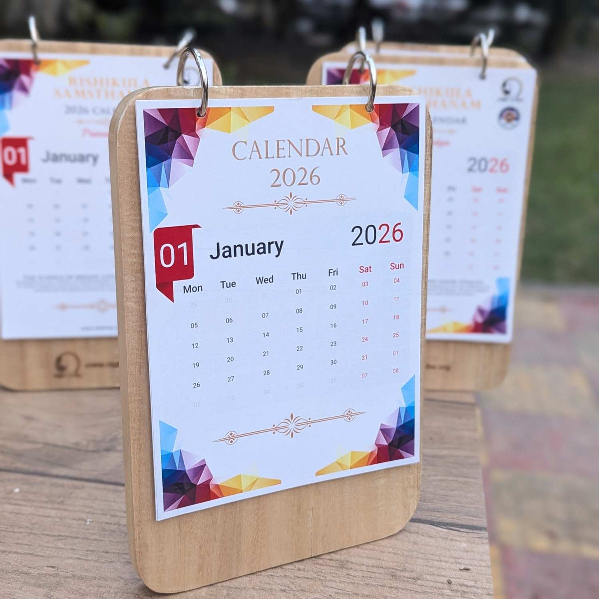Custom Wooden Desk Calendar | Engraved Birch Wood Calendar for Office &amp; Corporate Gifting