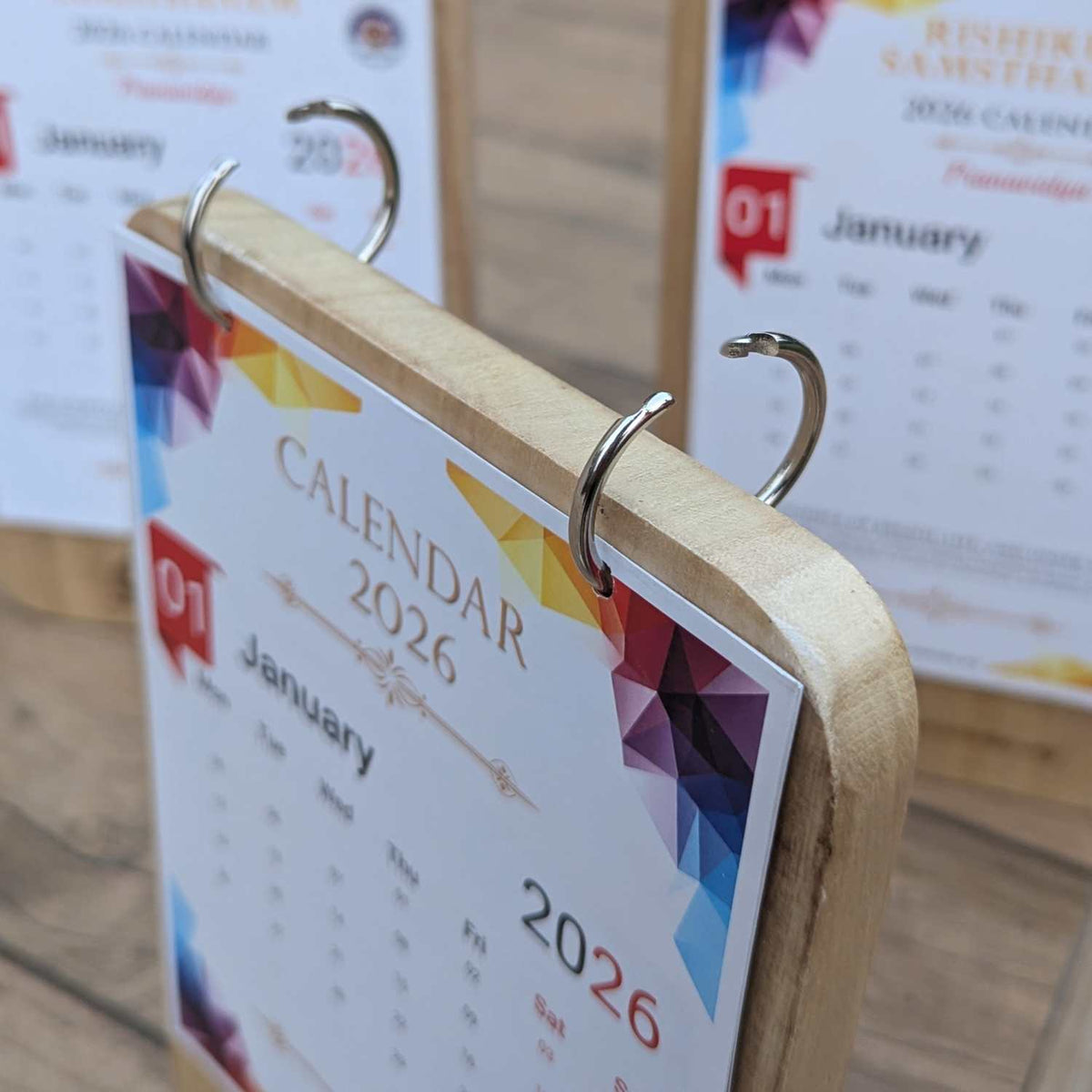 Custom Wooden Desk Calendar | Engraved Birch Wood Calendar for Office &amp; Corporate Gifting