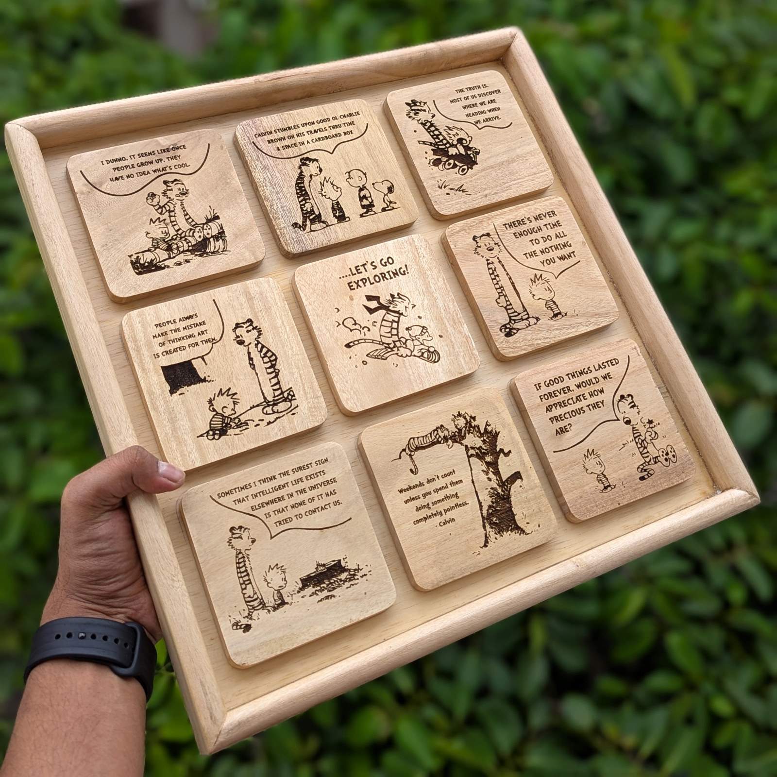 Calvin and Hobbes Framed Wood Art