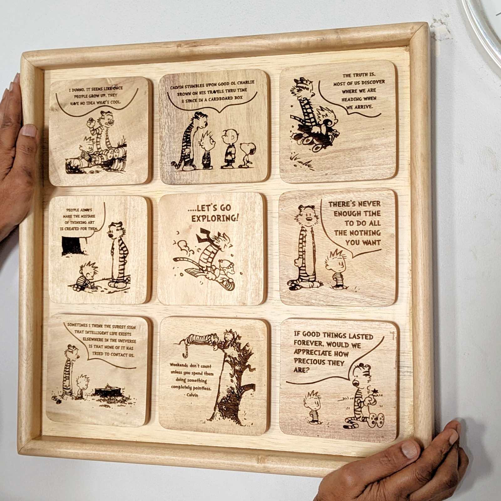 Calvin and Hobbes Framed Wood Art