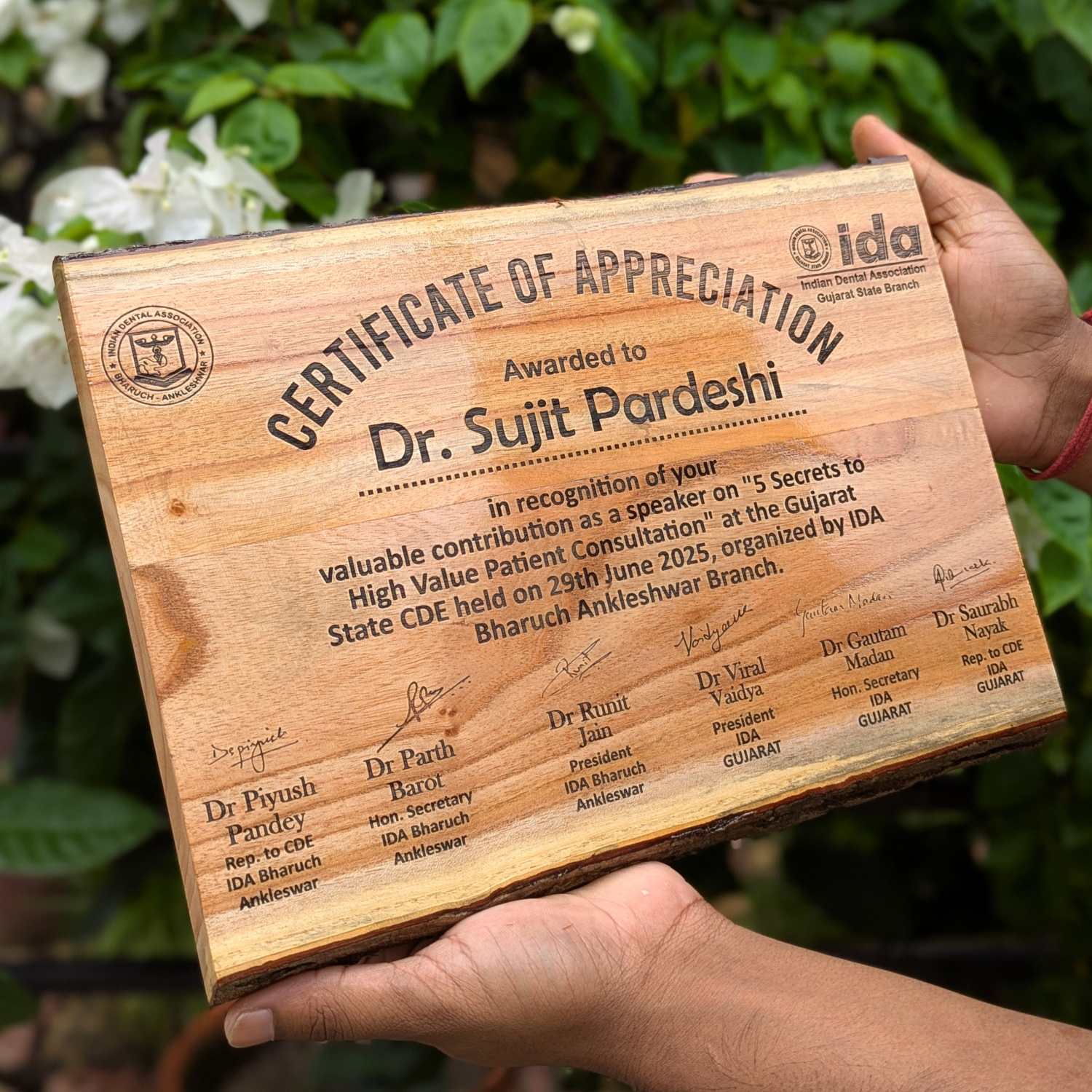 Custom Engraved Rustic Wood Certificate | Personalized Corporate Achievement Award