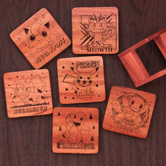 Pokemon Coasters | Wooden Coaster Set | Pokemon Gifts