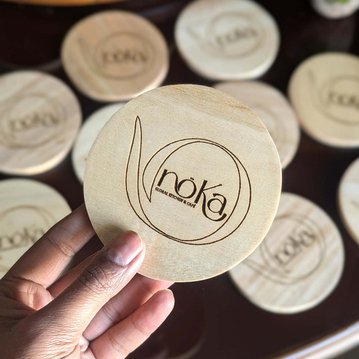 Customize Your Own Round Wooden Coaster Set - Custom Coasters With Holder