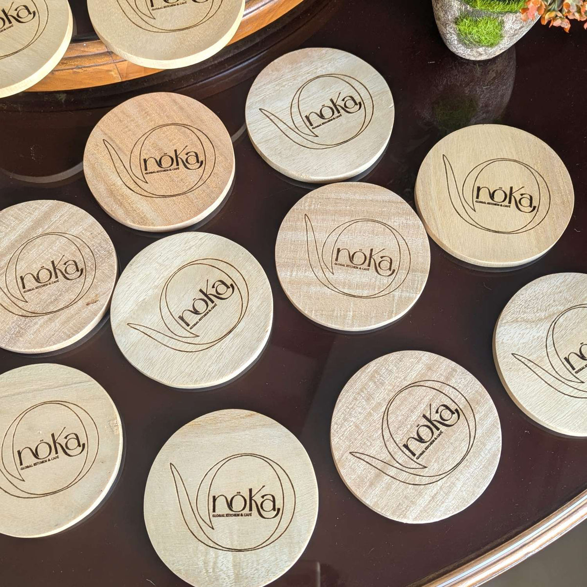 Customize Your Own Round Wooden Coaster Set - Custom Coasters With Holder