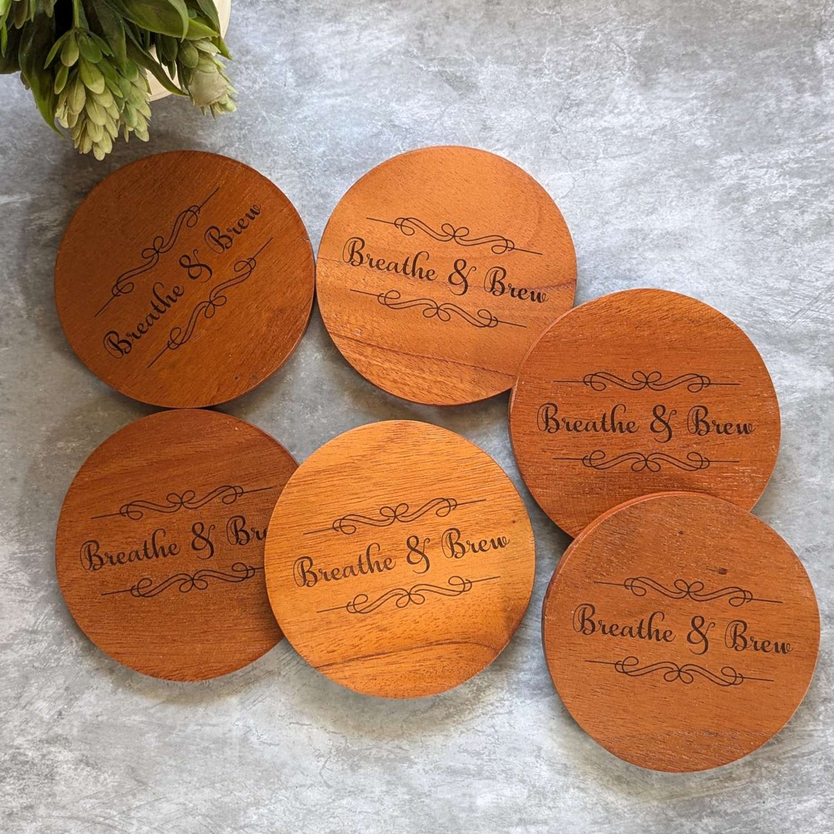 Customize Your Own Round Wooden Coaster Set - Custom Coasters With Holder