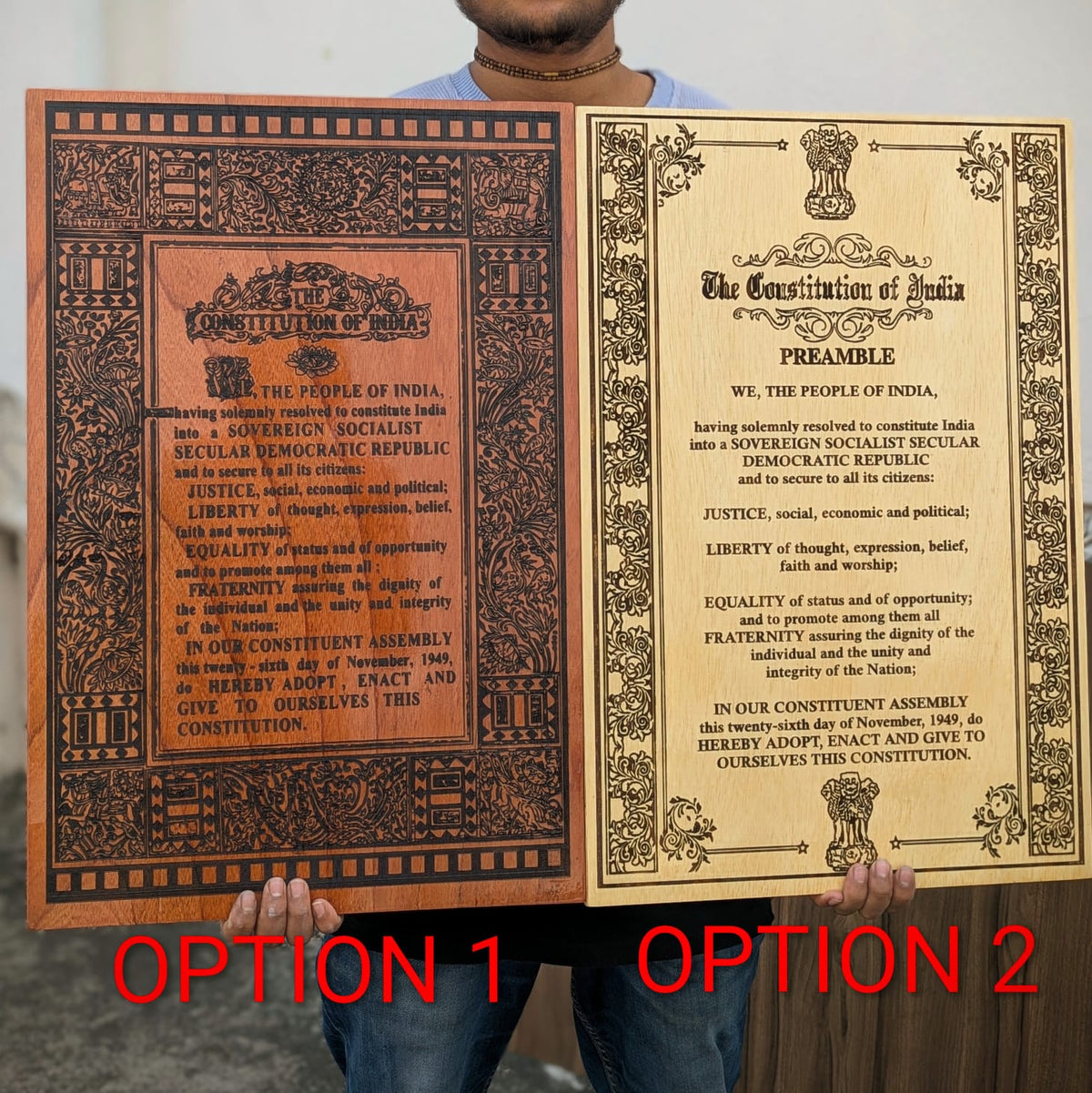 Constitution Of India Engraved In Wood | Patriotic Gift For Politicians