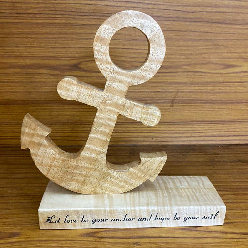 Custom Carved 3D Wooden Anchor Showpiece | Personalized Desk Decor & Gift