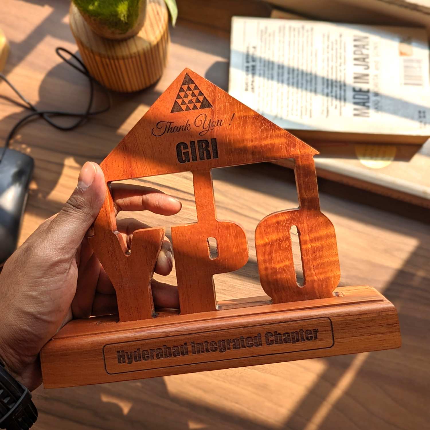 Custom 3D Wooden Corporate Logo Showpiece | Personalized Executive Desk Sign