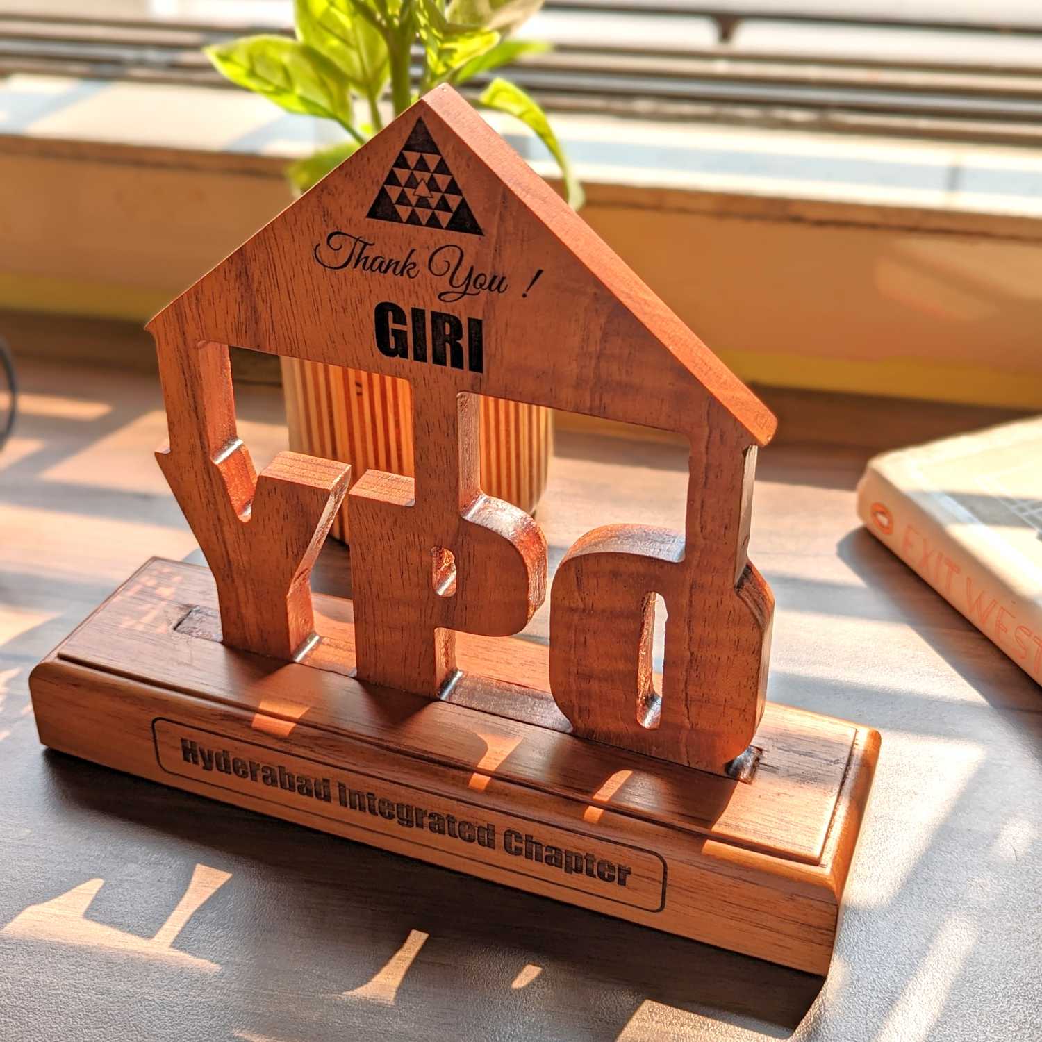 Custom 3D Wooden Corporate Logo Showpiece | Personalized Executive Desk Sign