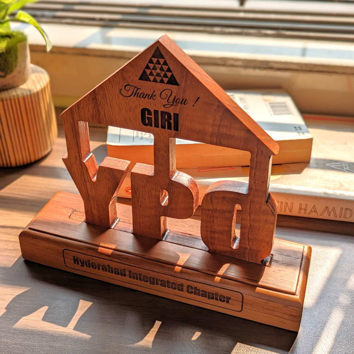 Custom 3D Wooden Corporate Logo Showpiece | Personalized Executive Desk Sign