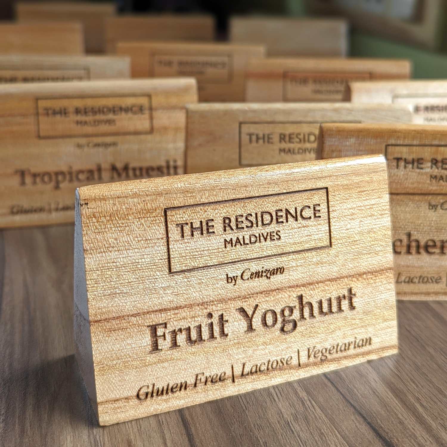 Custom Wooden Triangular Table Tent | Buffet & Table Number Sign