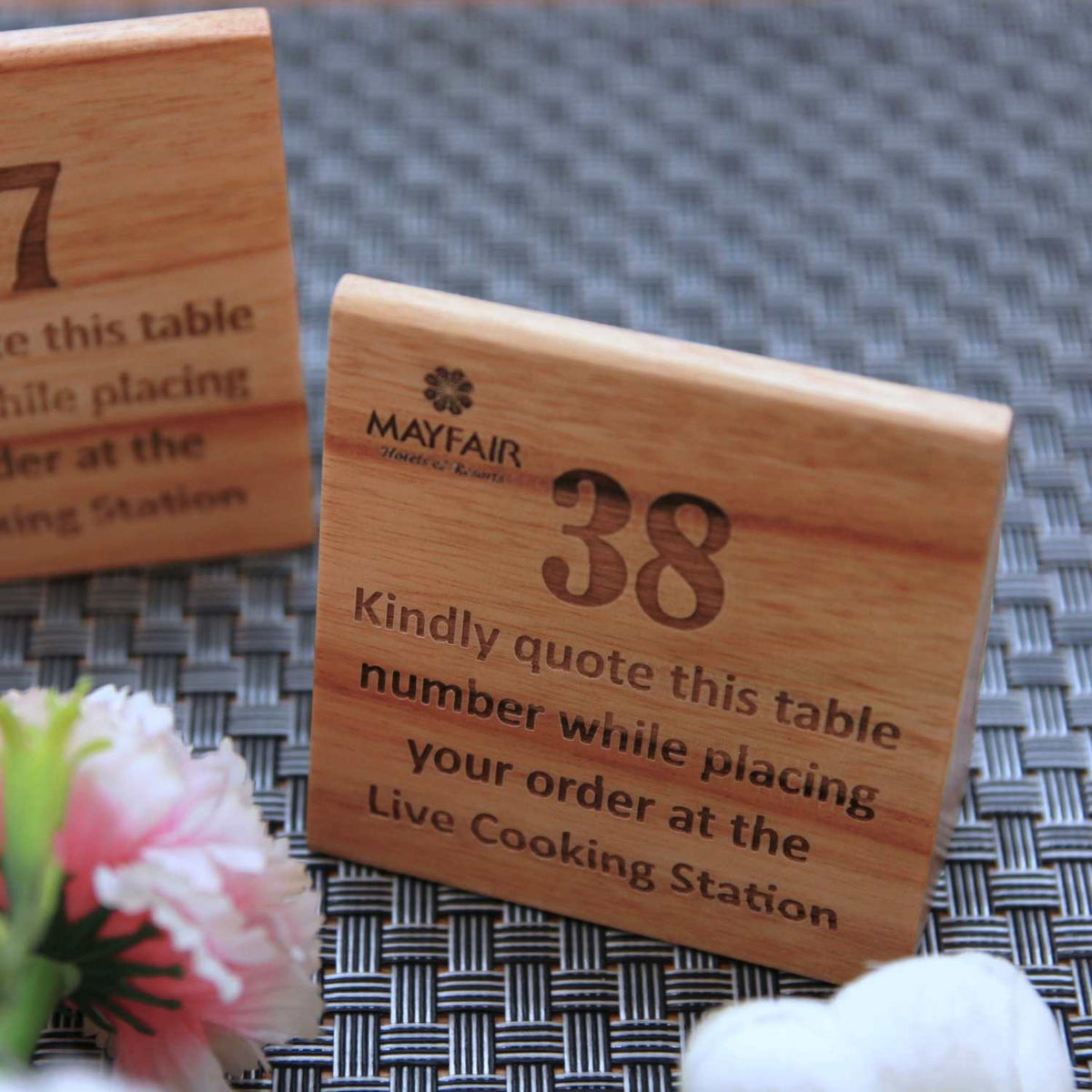 Custom Wooden Triangular Table Tent | Buffet &amp; Table Number Sign