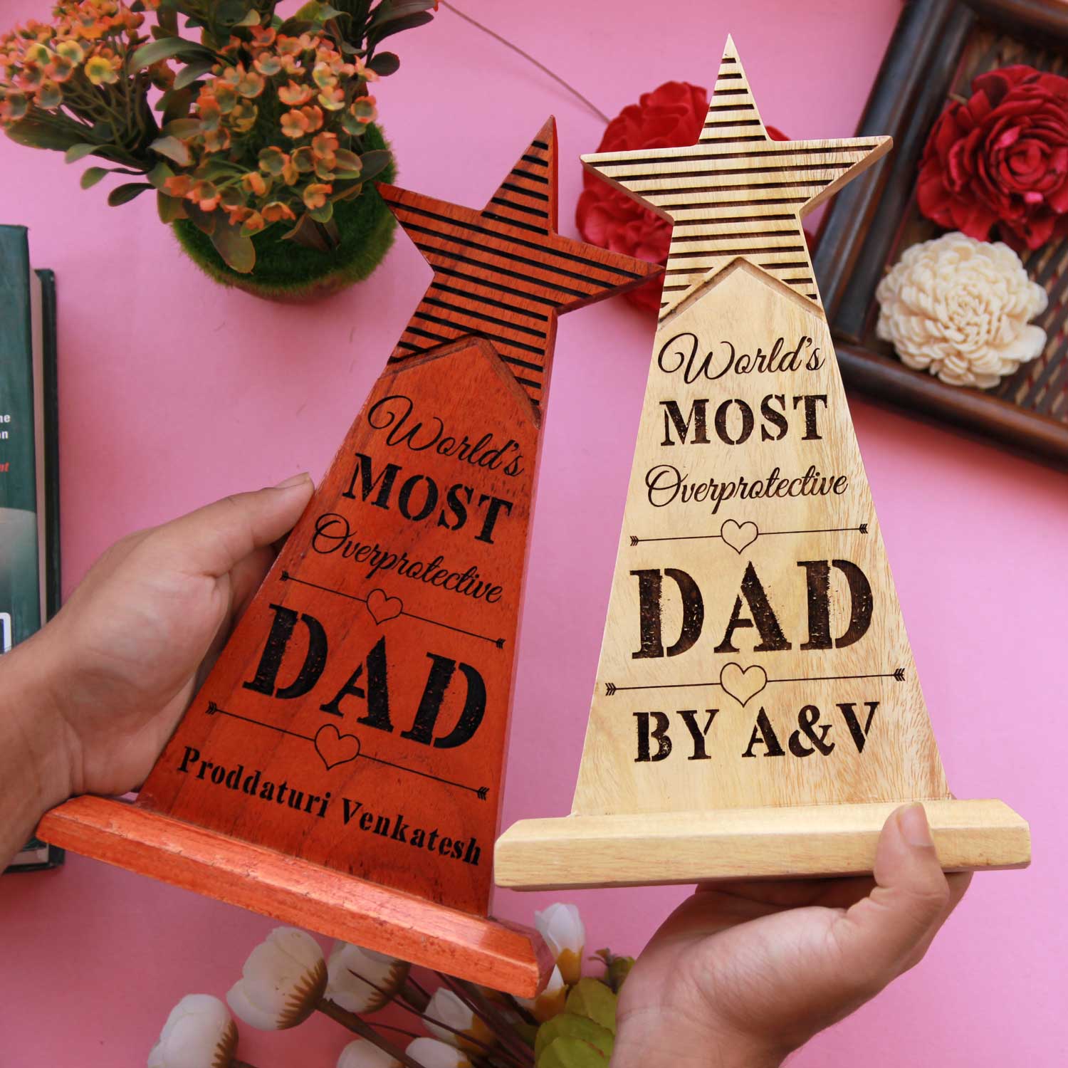 World's Most Overprotective Dad Wooden Star Trophy