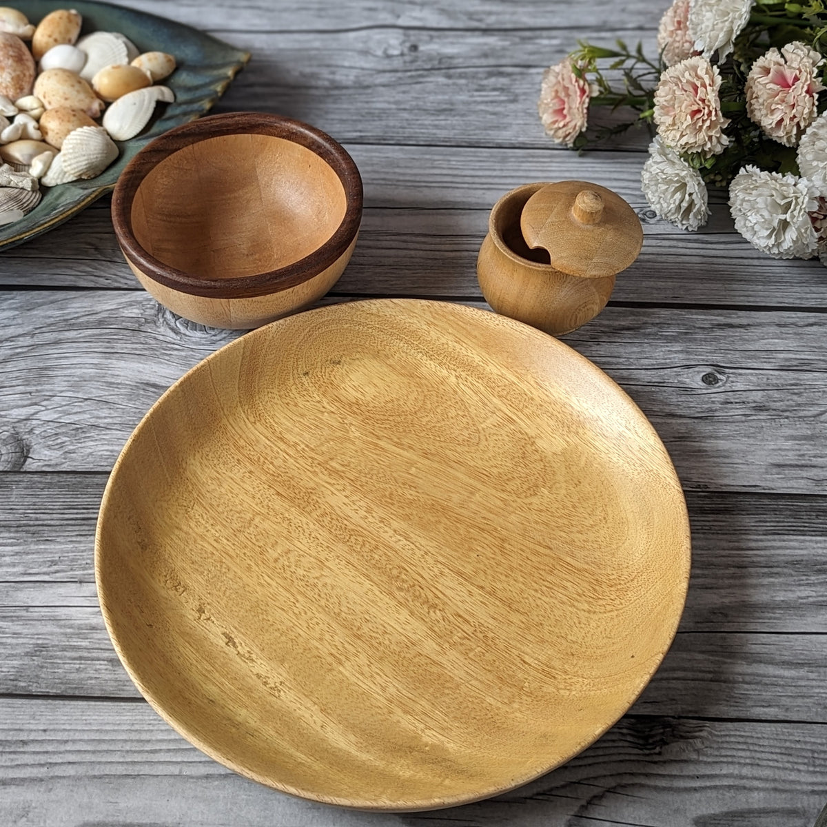 Wooden Dinner Gift Set Of 6 | Wooden Plate | Wood Bowl | Salt Holder