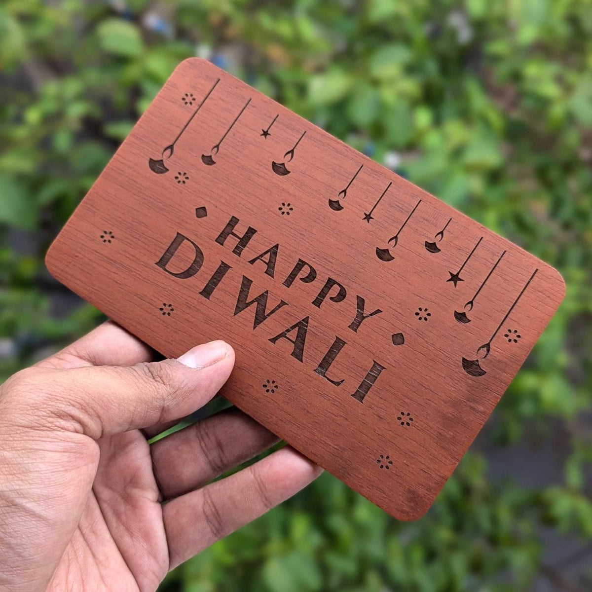 Happy Diwali Engraved Wooden Greeting Card | 1 Card At Rs. 99