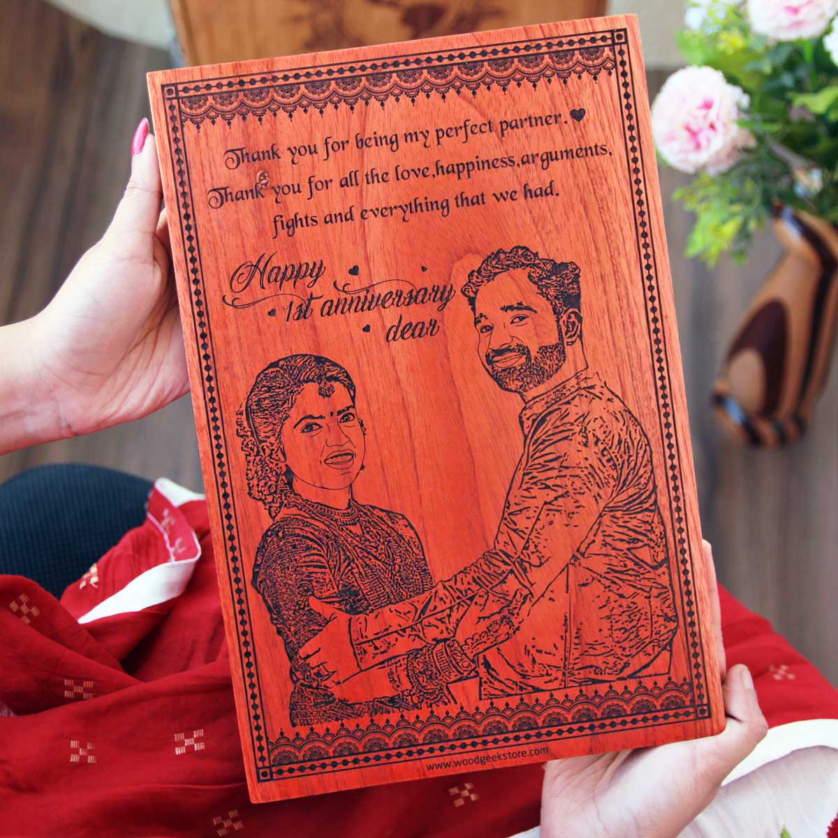 Our First Chapter Engraved Wooden Frame | 1st Anniversary Gift