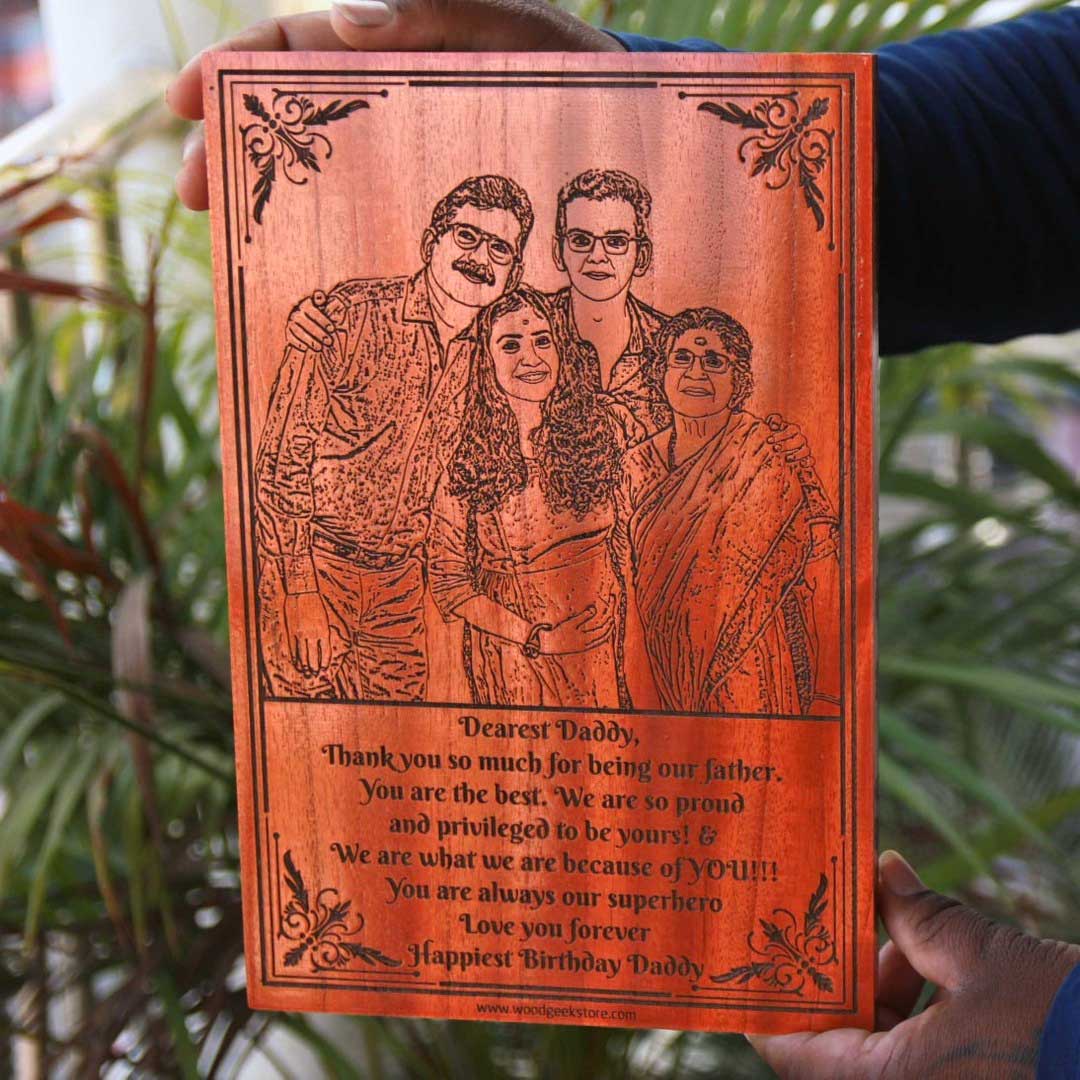 Engraved Wooden Frame for Dad &amp; Family | Fathers Day Gift