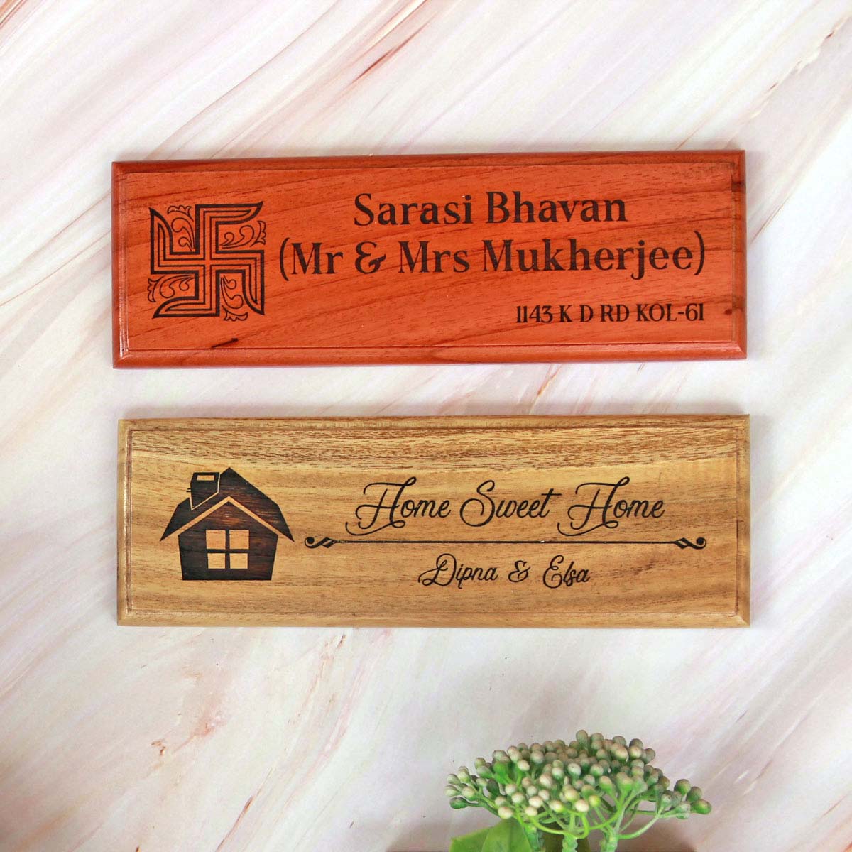Heartwarming Welcome Engraved Wooden Home Nameplate