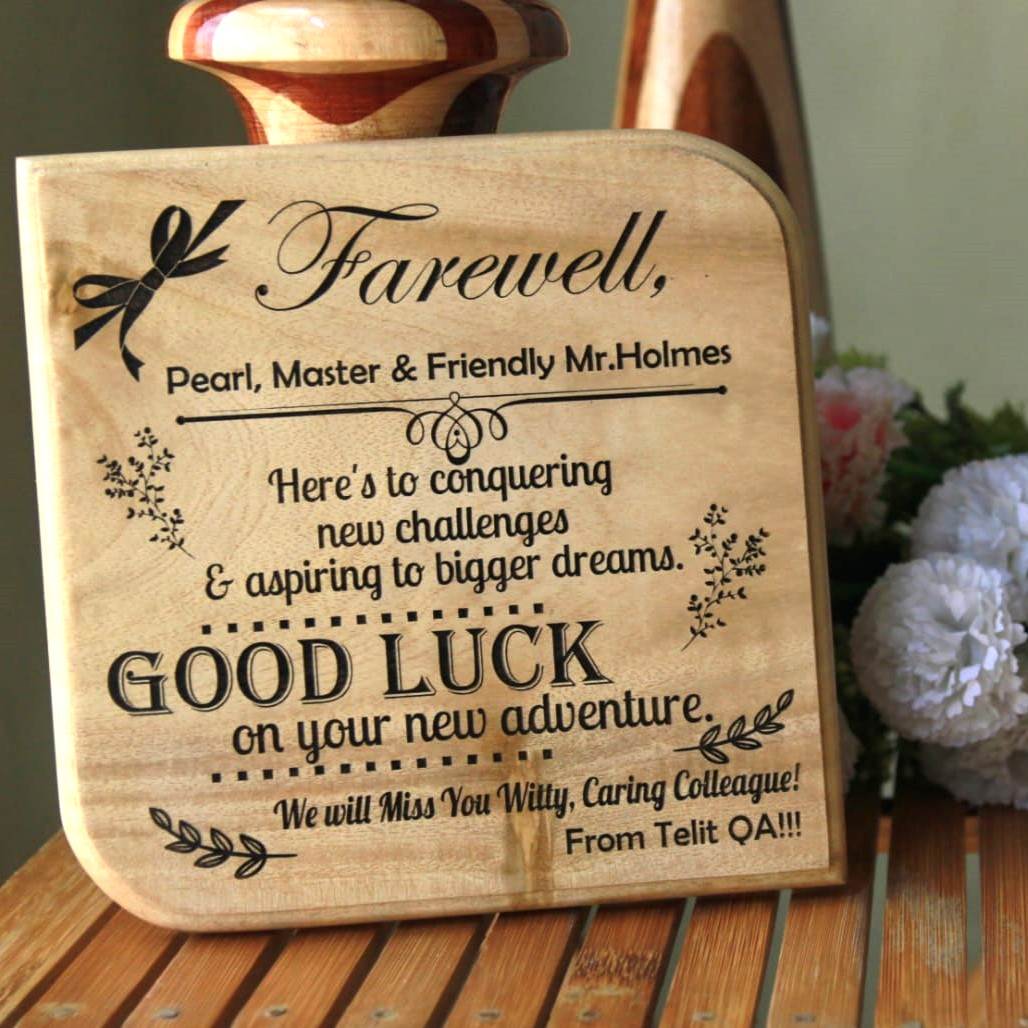 Farewell Wooden Award Plaque
