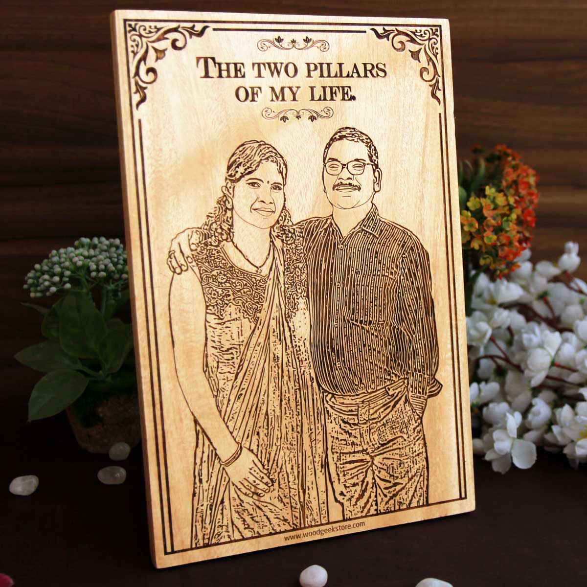 Two Pillars of My Life - Mom and Dad | Engraved Wooden Frame Gift For Parents