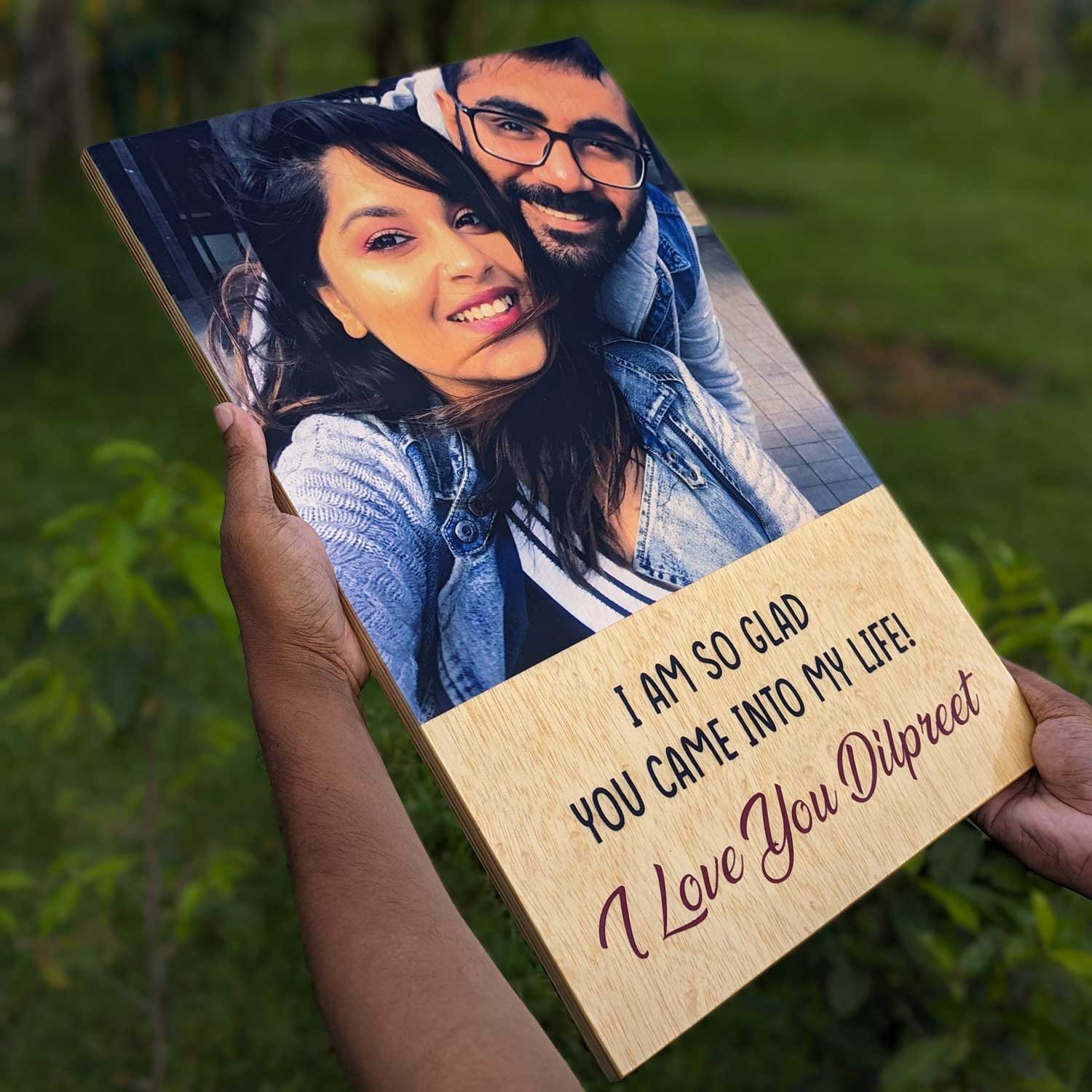 Personalized Photo Print On Wood For Couples | Frameless Photo Print