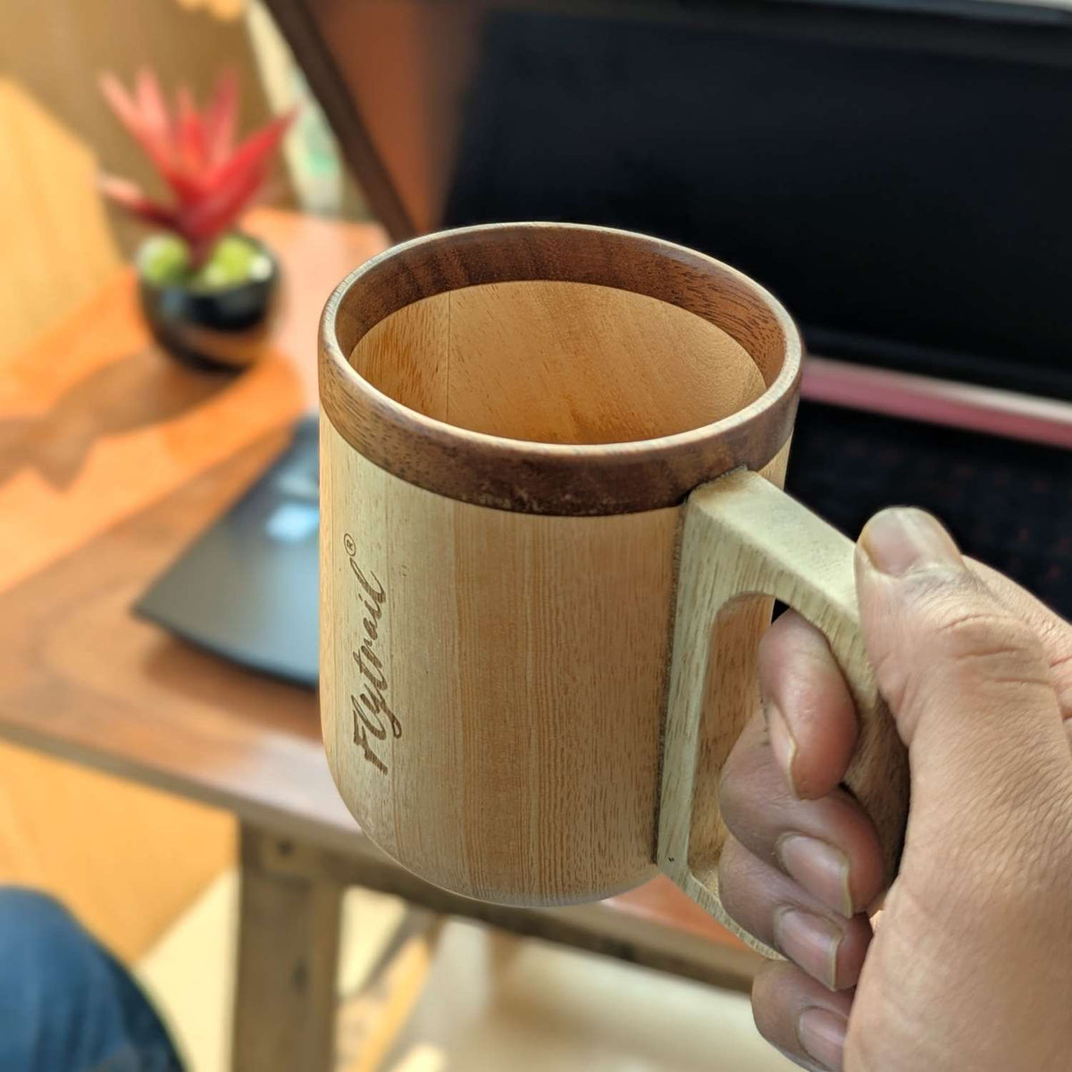 Engraved Wooden Coffee Mug | Personalized Birthday Gift For Coffee Lover