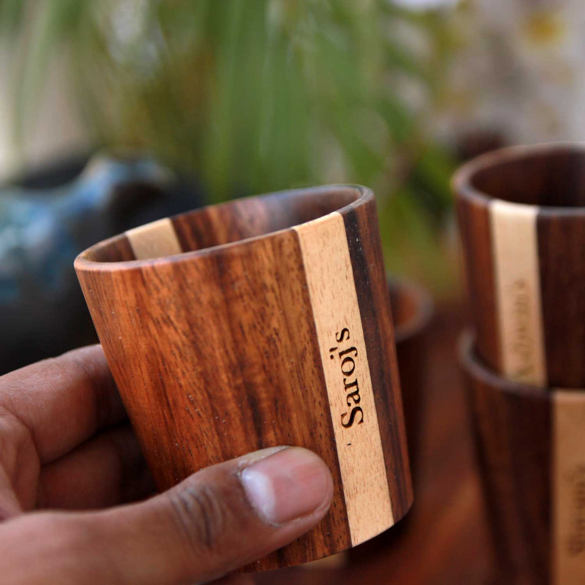 Personalized Wooden Tea &amp; Coffee Cup Set