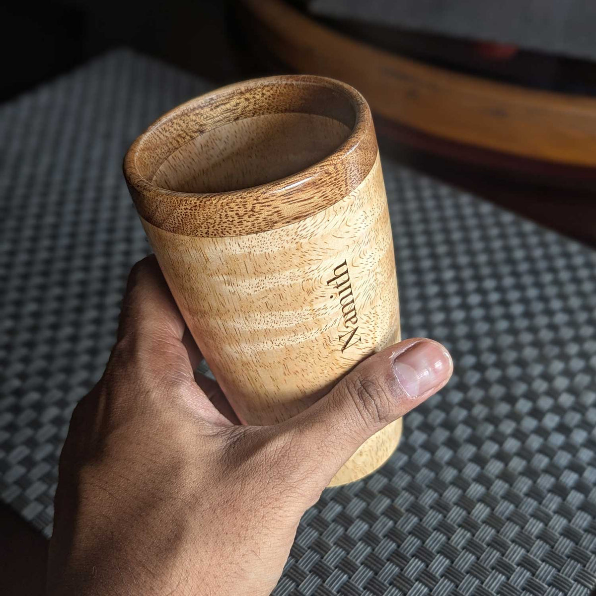 Tall Drinking Water Glasses, Handmade Wooden, 10 oz/300ml