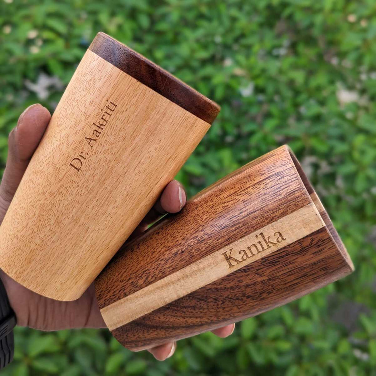 Personalized Wooden Tall Drinking Glass(10 oz/300ml) | Birthday Gift For Coffee Lover