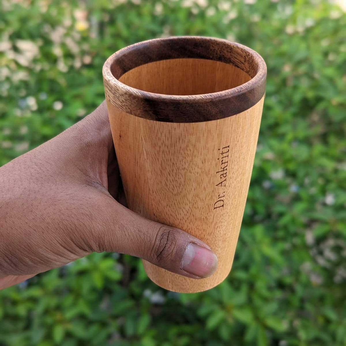 Personalized Wooden Tall Drinking Glass(10 oz/300ml) | Birthday Gift For Coffee Lover