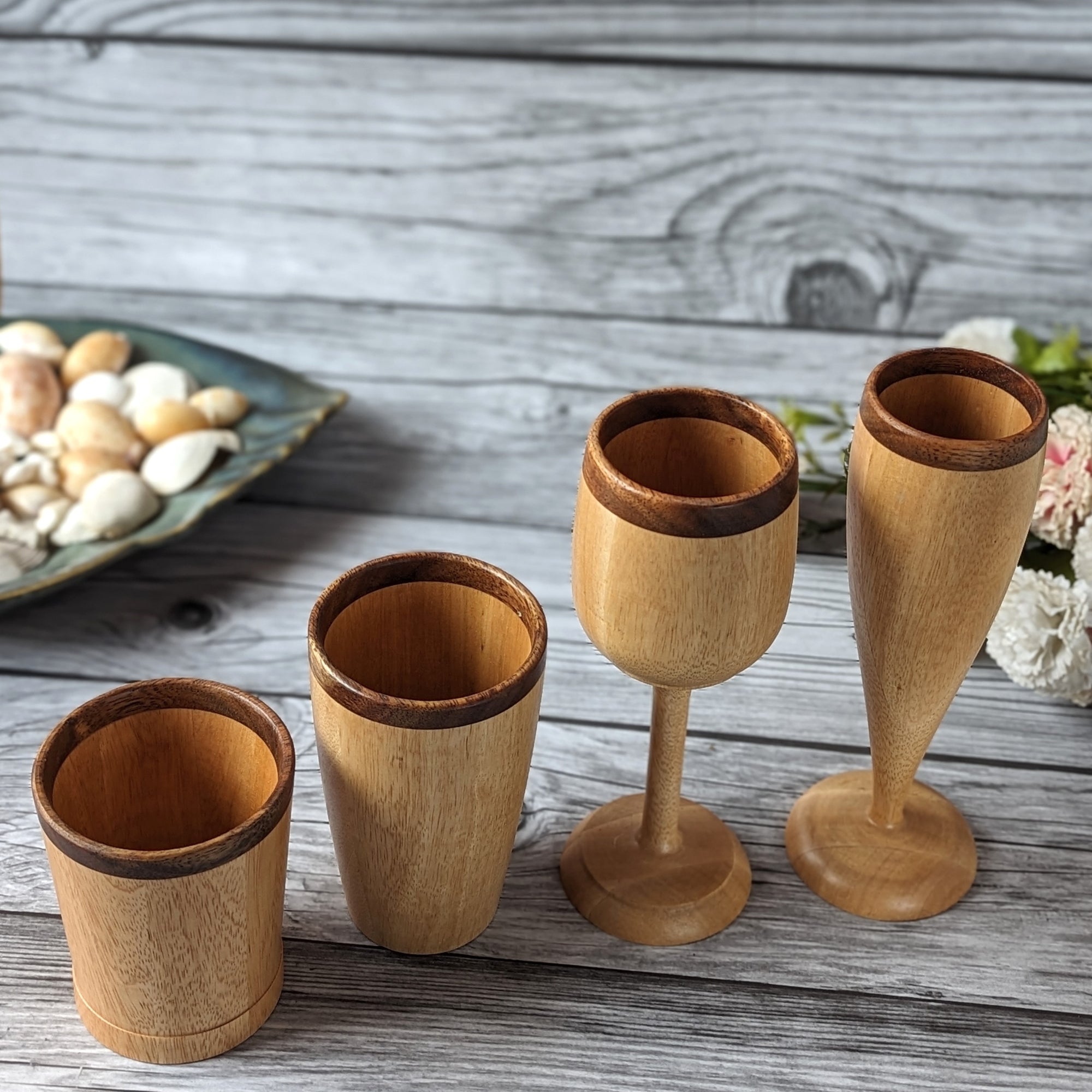 Wooden Drinking Glasses Gift Set