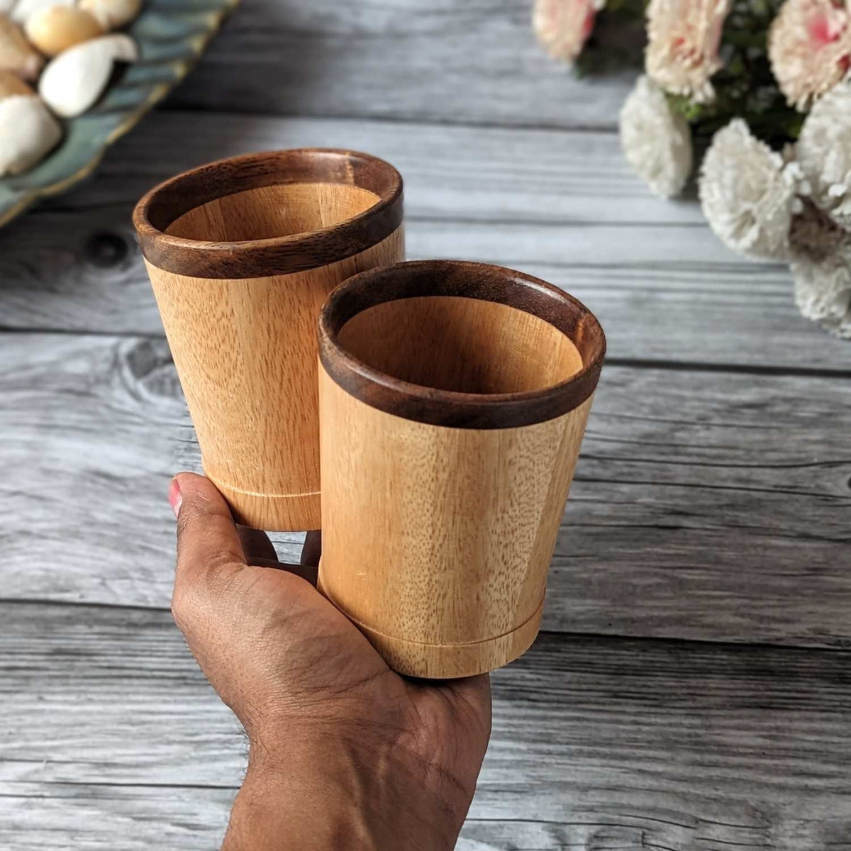 Wooden Whiskey Glasses Set, Handmade Scotch Glass Set